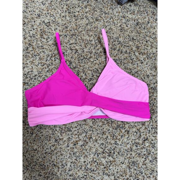 Women's Twist Front High Waisted‎ V-Neck Bikini Set Pink Size Large - Picture 4 of 7